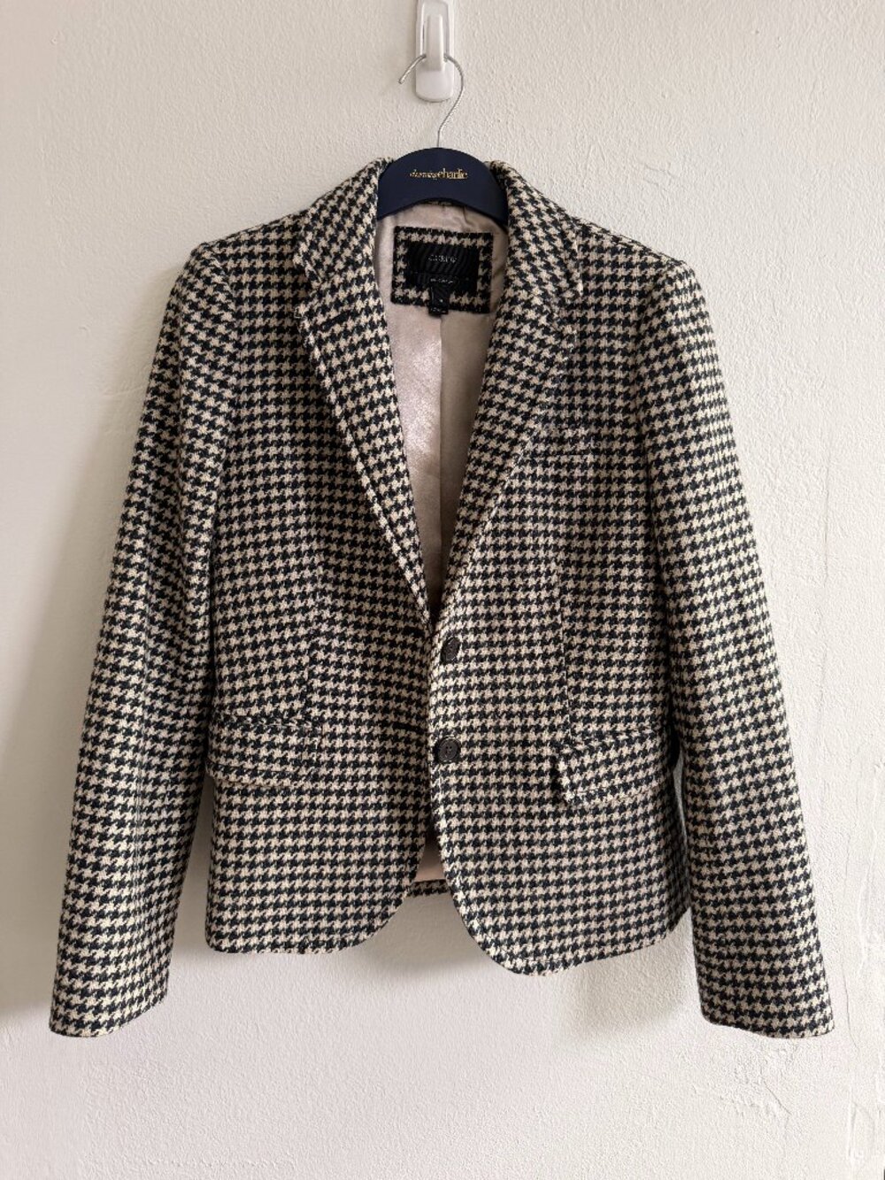 J.Crew Schoolboy Blazer Navy Cream Houndstooth - 100% Wool